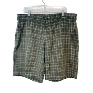 PGA Tour‎ Golf Chino Shorts Men 38  Brown Check Flat Front Casual 9" Preppy Work